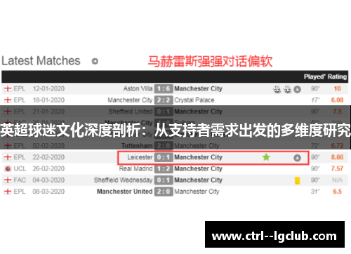 英超球迷文化深度剖析：从支持者需求出发的多维度研究